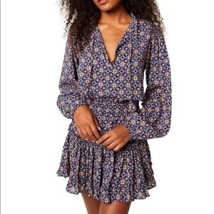 Misa Los Angeles Lorena Tile smocked mini dress